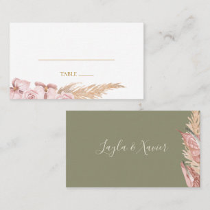 Tarjeta De Mesa Boho Boda tropical de la Llanura Verde Viva Botáni