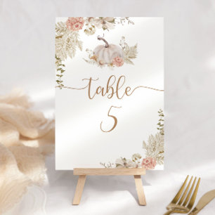 Tarjeta De Mesa Boho calabaza ducha de bebé rústica