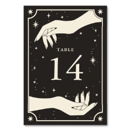 Tarjeta De Mesa Boho Celestial Tarot Manos Boda Número de tabla