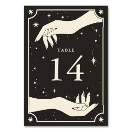 Tarjeta De Mesa Boho Celestial Tarot Manos Boda Número de tabla