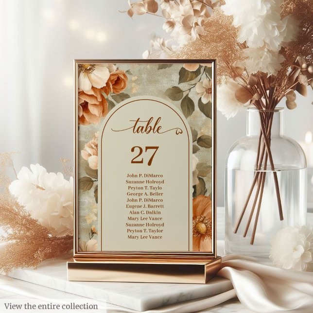 Tarjeta De Mesa Boho Chic Terracotta Ivory Sage Floral Wedding (Boho Chic Terracotta Ivory Sage Floral Wedding Table Number

)