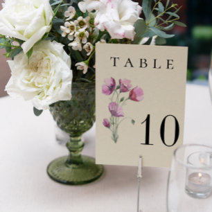 Tarjeta De Mesa Boho Cream y Plum Floral Vintage Wedding