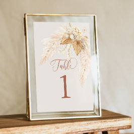 Tarjeta de mesa Boho Dried Flowers y Pampas