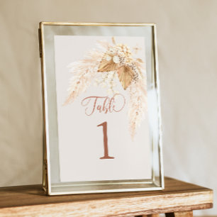 Tarjeta de mesa Boho Dried Flowers y Pampas