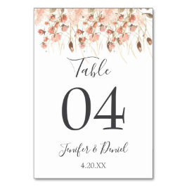 Tarjeta De Mesa Boho Dried Watercolor Floral Boda