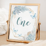 Tarjeta De Mesa Boho Dusty Blue Butterfly Cumpleaños<br><div class="desc">Número de tabla de cumpleaños de Boho Dusty Blue Butterfly</div>