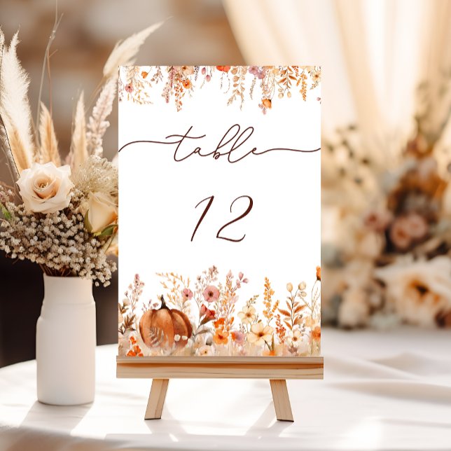 Tarjeta De Mesa Boho Fall Pumpkin Boda (Subido por el creador)
