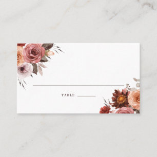 Tarjeta De Mesa Boho Fall Watercolor Floral Bouquet Boda Place