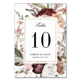 Tarjeta De Mesa Boho Fantasy Watercolor Floral Boda