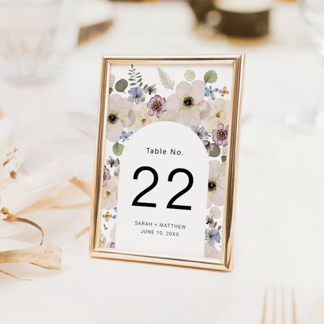 Tarjeta De Mesa Boho Floral Arch Boda (Elegant Boho Floral Arch Wedding Table Number by Painted Paperie
)