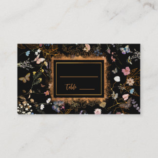 Tarjeta De Mesa Boho Floral Black Butterfly Garden Wedding