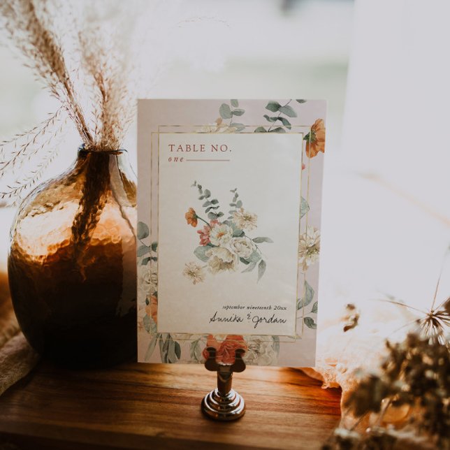 Tarjeta De Mesa Boho Floral Greenery Botánico | BODA (Subido por el creador)