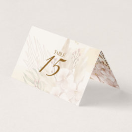 Tarjeta de mesa boho floral rústica con toque rosa