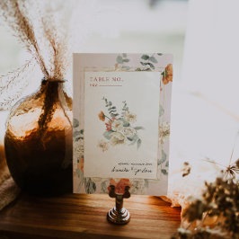 Tarjeta De Mesa Boho Floral Verde Botánico | Boda