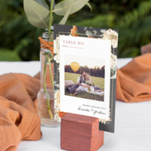 Tarjeta De Mesa Boho Floral Verde Oscuro Botánico   Boda 