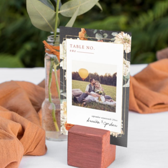 Tarjeta De Mesa Boho Floral Verde Oscuro Botánico | Boda  (Subido por el creador)