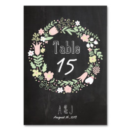 Tarjeta De Mesa Boho Flower Wreath Rustic Chalkboard Boda