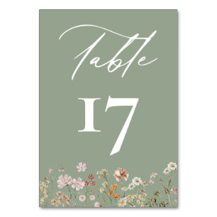 Tarjeta De Mesa Boho Moda Wildflower Boda moderno