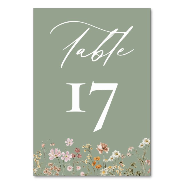 Tarjeta De Mesa Boho Moda Wildflower Boda moderno (Anverso)