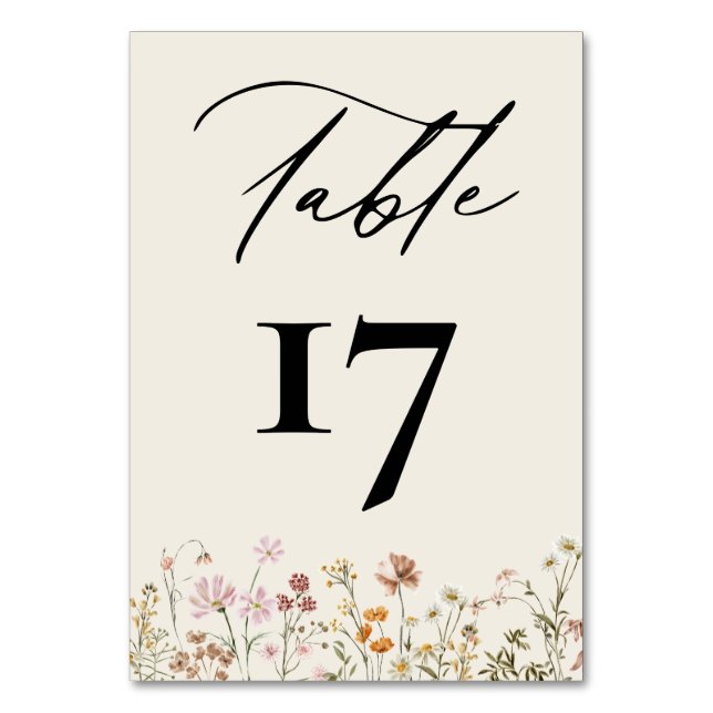 Tarjeta De Mesa Boho Moda Wildflower Boda moderno (Anverso)