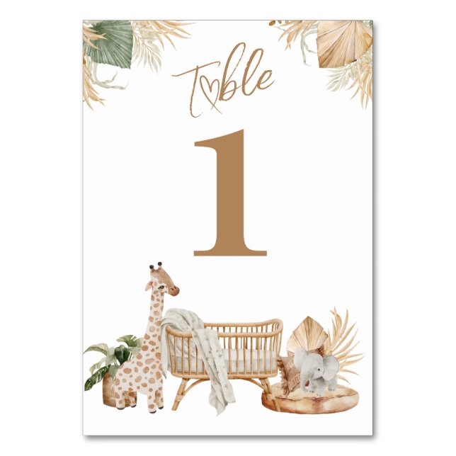 Tarjeta De Mesa Boho Modern Heart Gender Neutral Baby Shower (Anverso)