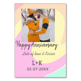 Tarjeta De Mesa Boho moderno feliz aniversario agregar nombre fech