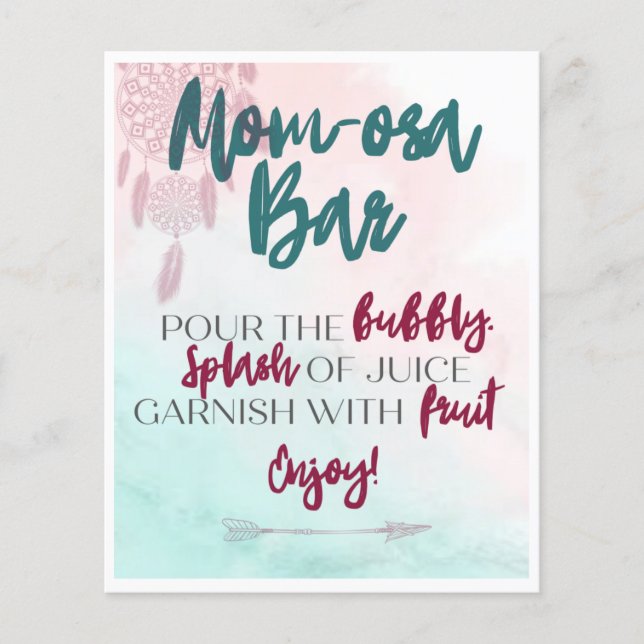 Tarjeta de mesa Boho Mom-osa (Anverso)
