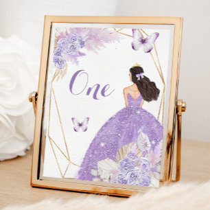 Tarjeta De Mesa Boho Morple Butterfly Floral Princesa Quinceañera