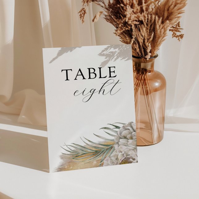 Tarjeta De Mesa Boho Pampas Grass Wedding Table Number (Subido por el creador)