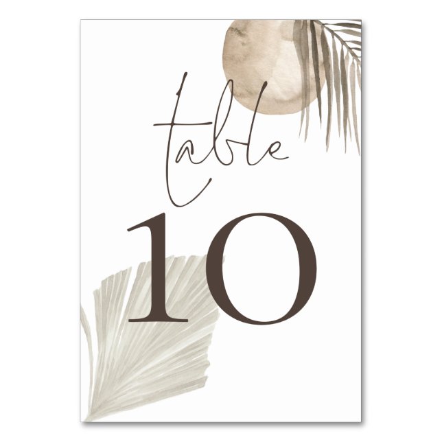 Tarjeta De Mesa Boho Pampas Grasses Cream Boda (Anverso)