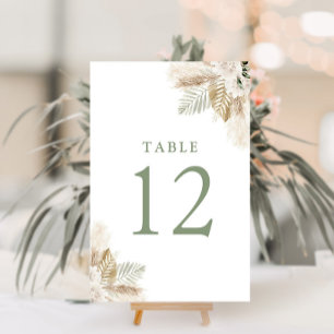 Tarjeta De Mesa boho pampas hierba y verde salvia