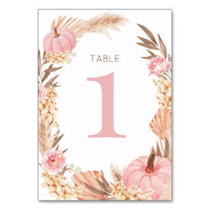 Tarjeta De Mesa Boho Pampas pink  Pumpkin Table nu