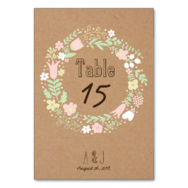 Tarjeta De Mesa Boho Pastel Floral Wreath Rústico Boda