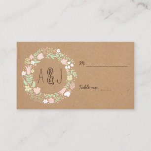 Tarjeta De Mesa Boho Pastel Floral Wreath Rústico Boda