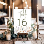 Tarjeta De Mesa Boho Pastel Wildflowers Boda Floral Moderna<br><div class="desc">Anuncie a su boda con un toque de elegancia subestimada. Nuestro número de tarjeta de boda acuático incluye un delicado ramo de flores silvestres, pintado a mano en suaves tonos pastel. Imaginen una suave variedad de crema amarilla, azul pálido, rosa suave, lavanda tranquila y verde refrescante, capturando la esencia de...</div>