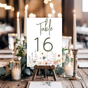 Tarjeta De Mesa Boho Pastel Wildflowers Boda Floral Moderna