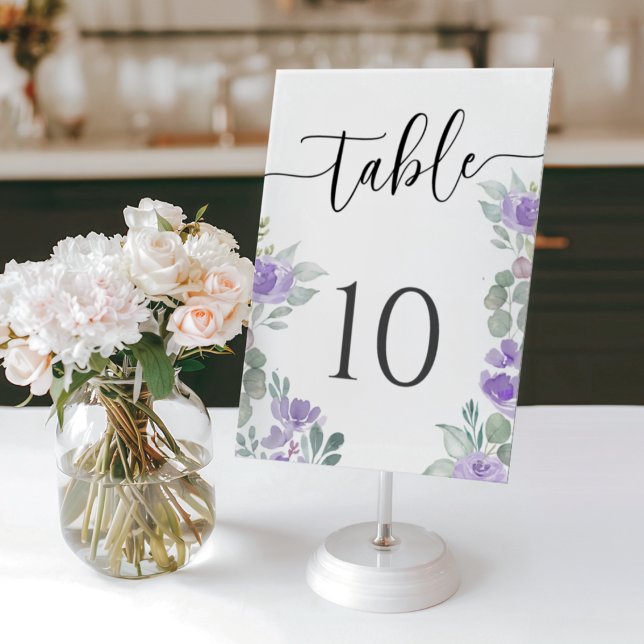 Tarjeta De Mesa Boho Purple Floral Wedding (Subido por el creador)