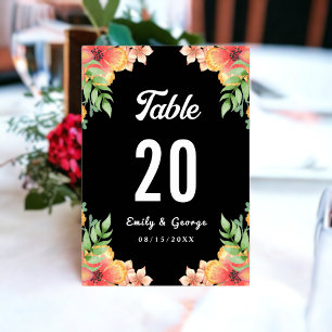 Tarjeta De Mesa Boho Romantic Wildflowers Boda Floral Negra