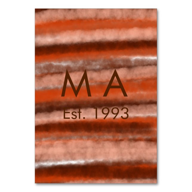 Tarjeta De Mesa Boho rústico marrón añadir nombre letra año fecha  (Anverso)