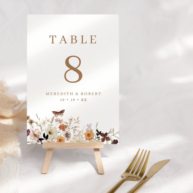 Tarjeta De Mesa Boho rústico Wildflowers cae en la boda (Subido por el creador)