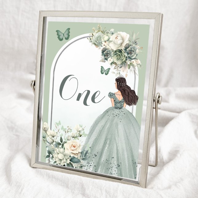 Tarjeta De Mesa Boho Sage Green Floral Floral Quinceañera (Subido por el creador)