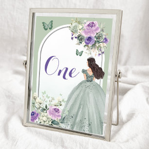 Tarjeta De Mesa Boho Sage Green Lilac Floral Quinceañera