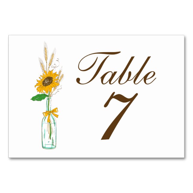 Tarjeta De Mesa Boho Sunflower Fall Country Boda floral amarillo (Reverso)