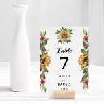 Tarjeta De Mesa Boho Sunflower Rustic Wildflower Wedding<br><div class="desc">This boho sunflower rustic wildflower wedding table number is perfect for your modern bohemian wedding. This design features black simple calligraphy with rustic sunflowers, greenery, and wildflowers on a neutral bright white background to match your classic traditional wedding or elegant boho wedding in the summer or fall. Please feel free...</div>