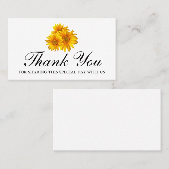 Tarjeta De Mesa Boho Sunflowers Summer Gracias Boda Floral (Anverso / Reverso)