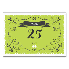 Tarjeta De Mesa Boho Swirls, Curls, un Boda de Banner & Lovebirds