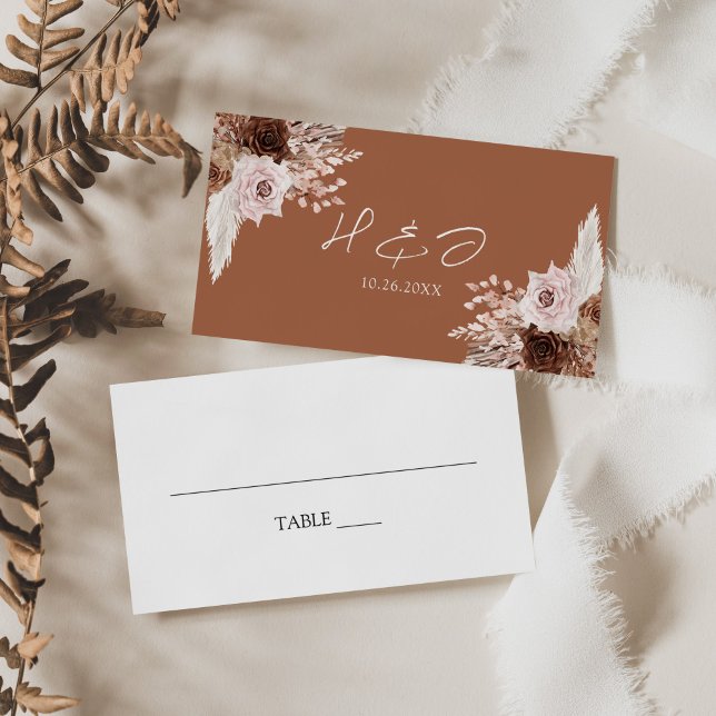 Tarjeta De Mesa Boho Terracotta Boda Floral (Subido por el creador)