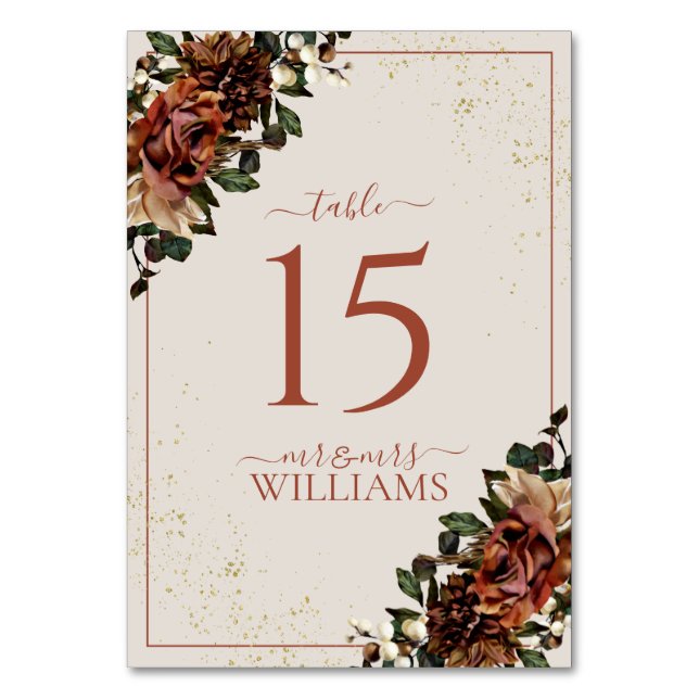 Tarjeta De Mesa Boho Terracotta Greenery Boda Floral (Anverso)