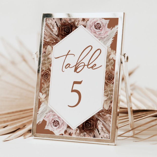Tarjeta De Mesa Boho Terracotta número de tabla de bodas otoño (Subido por el creador)