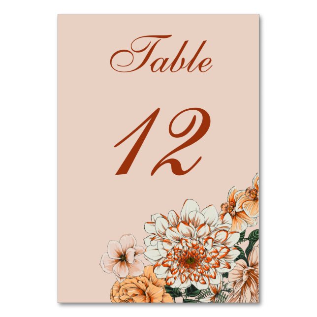 Tarjeta De Mesa Boho Terracotta Sage Fall Boda Floral (Anverso)